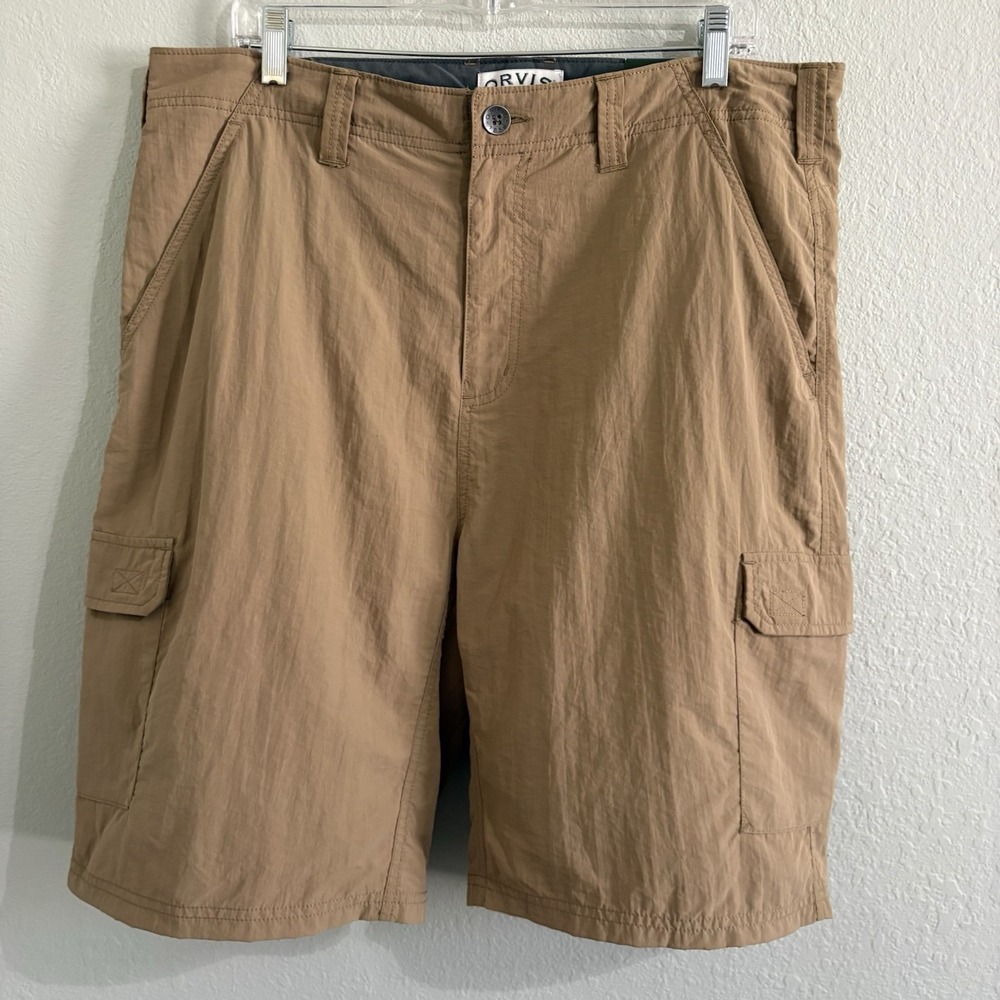 Orvis Foothill Cargo Shorts Mens 36 (Fits 38) Tan Nylon Moisture Wicking NWT